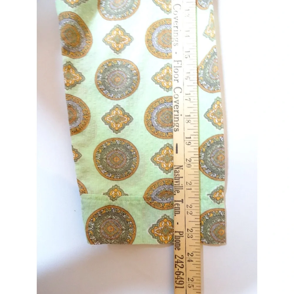 Vintage Paisley Cotton Robe Mens XL Green Medallion 60s 70s Loungewear MCM Retro